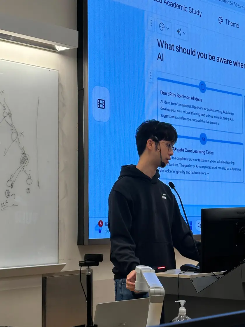 David Kwan speaking at an AI event
